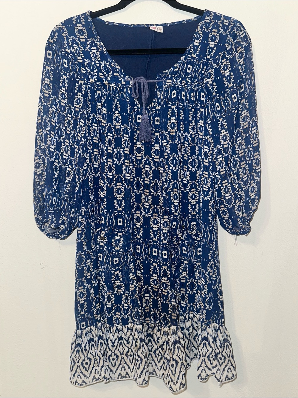 AUW Blue Patterned Women's Dress
